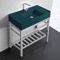 Green Console Sink With Chrome Base, Modern, 32
